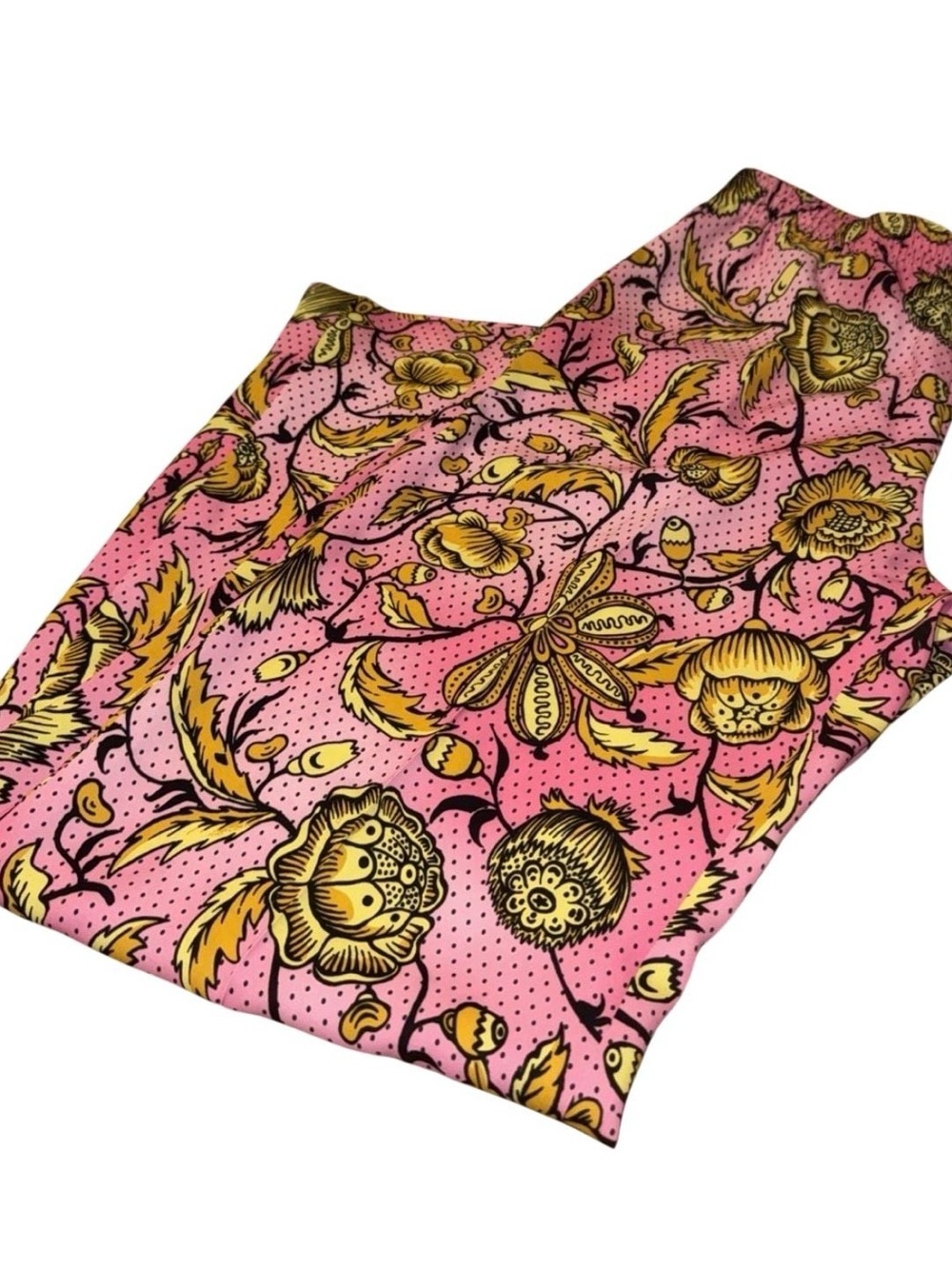 Etcetera Floral Pants Size 4 Pink Yellow High Rise Pleated Relaxed Fit Like New